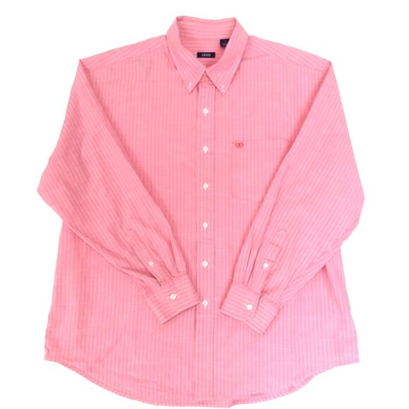 Izod Pink Stripe Long Sleeve Shirt Mens XL 100% Cotton‎ Gorpcore Work Casual - Picture 1 of 9